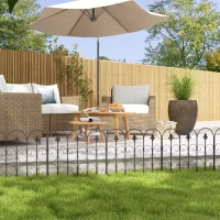 Outsunny Decorative Garden Fencing, 5PCs Outdoor Picket Fence Panels, Rustproof Metal Wire Landscape Flower Bed Border Edging Animal Barrier, Black(m-10)