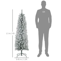 HOMCOM 5ft Artificial Snowy Pencil Christmas Tree - Green(m-3)