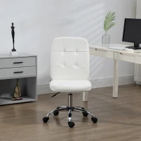 Vinsetto Armless Faux Leather Office Chair - White(m-10)