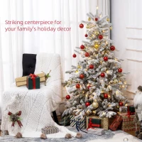 HOMCOM 5ft Bushy Snow-Flocked Artificial Christmas Tree, with LED Lights(m-4)