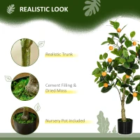 HOMCOM Set 2 Plante Artificiale de Lămâi și Portocale, Plante Decorative Artificiale cu Ghiveci, Ø15x12,5 cm, Verde(m-4)