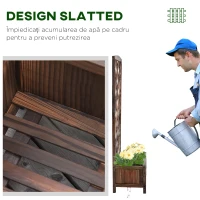 Outsunny Jardinieră pentru Exterior din Lemn, Jardinieră cu Spalier pentru Plante Agățătoare, 60x30x122.5 cm, Maro(m-6)
