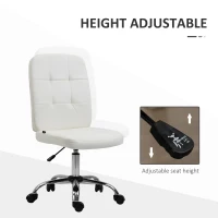 Vinsetto Armless Faux Leather Office Chair - White(m-4)