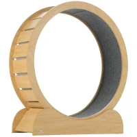 PawHut 39.4" Wooden Cat Running Wheel with Brake, Natural(m-11)