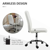Vinsetto Armless Faux Leather Office Chair - White(m-6)
