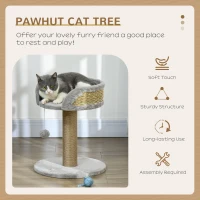 PawHut Cat Tree Tower with Scratching Posts, Grey(m-4)