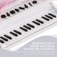 AIYAPLAY Piano Eletrónico para Crianças com 32 Teclas Microfone Luzes 22 Músicas 4 Tons e Volume Ajustável 37x30,5x60,4 cm Branco(m-7)