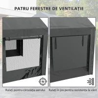 Outsunny Pavilion de Grădină cu Înălțime Reglabilă, 4 Uși și 4 Ferestre, 6x3 m, Gri Închis(m-7)