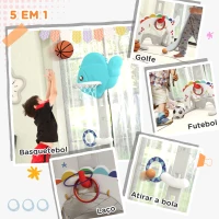 AIYAPLAY Cesta de Basquetebol para Crianças Altura Ajustável com Jogo de Lançamento de Bola de Futebol, Golf Multicolor(m-5)