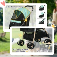 PawHut Pet Stroller for Small and Miniature Dogs, with Rain Cover - Green(m-7)
