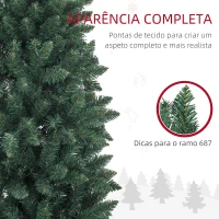 HOMCOM Árvore de Natal Tipo Lápis 210 cm com Base Dobrável e 687 Ramos para  Escritório Verde(m-5)