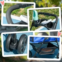PawHut Hundebuggy Hundewagen bis 4 kg Klappbar Netzfenster Bodenkorb Becherhalter abnehmbares Dach blau 67 x 45 x 96 cm(m-8)