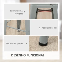 HOMCOM Conjunto de 4 Bancos Altos de Metal com Encosto Alto e Apoio para os Pés Carga 120kg 44x49x116cm  Cinza(m-5)