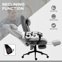 Vinsetto Office Chair, 6 Point Massage Desk Chair, Computer Chair with Footrest & Head Pillow, 360° Swivel Recliner Chair for Home Office, Grey(m-6)