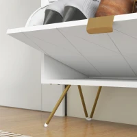 HOMCOM Two Flip Drawer Narrow Shoe Cabinet - White(m-9)