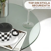Homcom Masa Bistro Rotunda Bar – Blat Sticla Securizata Ø90 cm, Cadru Metalic Modern(m-5)