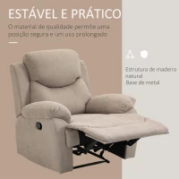 HOMCOM Poltrona Reclinável De Sala de Estar Poltrona Relax Reclinável Manual com Apoio para os Pés 93x88x102 cm Bege(m-7)