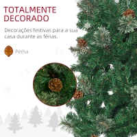 HOMCOM Árvore de Natal Artificial 195 cm Árvore de Natal com 556 Ramos Árvore de Natal Slim com 25 Pinhas Base Dobrável Ø54x195 cm Verde(m-6)