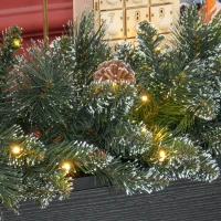 HOMCOM 1,8 m Kunstmatige Kerstslinger met Lichtsnoer en Bloemdecoratie Groen(m-9)