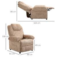 HOMCOM Fotoliu cu Înclinare Manuală Tapițat din Catifea Căptușită cu Suport Retractabil pentru Picioare și Buzunare Laterale, 88x91x108 cm, Bej(m-3)