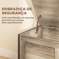 HOMCOM Baú de Armazenamento 95L Baú de Arrumação com Tampa Banco de Armazenamento com Dobradiça de Segurança  80x40x50 cm Cinza Claro(m-5)