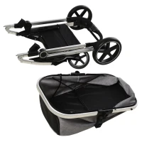 PawHut Hundebuggy Hundewagen bis 10 kg Klappbar Tragtasche Bodenkorb 83 cm x 58 cm x 102 cm, Hellgrau(m-11)