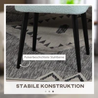 HOMCOM Kruk, Voetensteun, Gepolsterde Zit, Kasjmier-uitstraling, Stalen Poten, 42 x 42 x 44 cm, Lichtblauw(m-6)