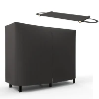 Outsunny Regał na Drewno na Opał, 0,33 m³, z Torbą i Ochronną Pokrywą, Metalowy, do 150 kg, 120 x 36 x 99 cm, Czarny(m-1)