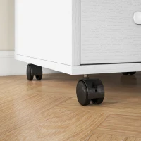 HOMCOM 3 Drawer File Cabinet, Mobile Filing Cabinet on Wheels for Home Office, Study, White(m-9)