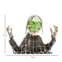 HOMCOM 70cm Groundbreaker Skeleton Halloween Animatronic, with Glowing Eyes(m-3)