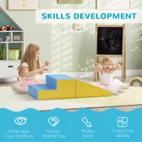 HOMCOM 2 Piece Soft Play Set for Toddler Climb and Crawl, for 12-36 Months, Grey(m-7)