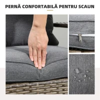 Outsunny Scaun de Grădină din Ratan, Scaun de Exterior cu Cotiere, Perne și Spătar Înalt Curbat, 64x80x90 cm, Gri(m-6)