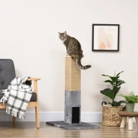 PawHut Poste Arranhador para Gatos 79 cm com Bola Suspensa e Poste de Juta 59,5x39x79 cm Cinza e Bege(m-7)