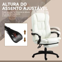 Vinsetto Cadeira de Escritório com Altura Ajustável 6 Pontos de Massagem e Apoio para os Pés Retrátil 68,5x68,5x113-121 cm Creme(m-5)