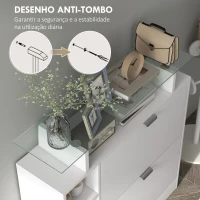 HOMCOM Sapateiro com Gavetas Basculantes, Prateleiras Ajustáveis e Prateleiras Abertas para 12 Pares de Sapatos 89x25x92 cm Branco(m-7)