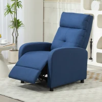 HOMCOM Poltrona Relax Reclinável até 155° Poltrona Reclinável Manual para Pessoas com Altura Inferior 195 cm 67x87x98 cm Azul Escuro(m-7)