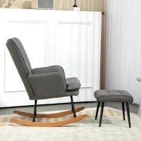 HOMCOM Schommelstoel set moderne comfortabel woonkamer Linnenlook Donkergrijs(m-7)