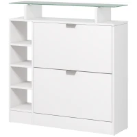 HOMCOM Sapateiro com Gavetas Basculantes, Prateleiras Ajustáveis e Prateleiras Abertas para 12 Pares de Sapatos 89x25x92 cm Branco(m-10)