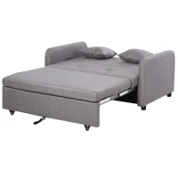 HOMCOM Divano Letto 2 Posti 2 in 1 con Vano Contenitore e Design Moderno, Letto Singolo, Imbottito e Rivestito in Lino Grigio(m-13)