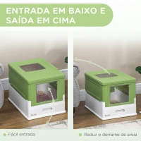 PawHut Caixa de Areia para Gatos Dobrável Caixa de Areia para Gatos Fechada com Bandeja Removível 47,5x35,5x36,7cm Verde Claro(m-5)