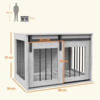 PawHut 80cm Dog Crate Furniture with Removable Cushion for Large Dogs- Grey(m-3)