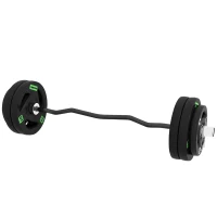 SPORTNOW Curl Bar with 30kg Weight Plates, Barbell Bar for 5cm Weight Plates, Home Gym Weight Lifting Bar, 120cm, 58kg(m-11)