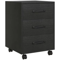 HOMCOM 3 Drawer File Cabinet, Mobile Filing Cabinet on Wheels for Home Office, Study, Black(m-1)