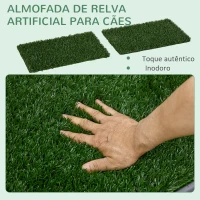 PawHut Resguardo de Treino para Cães com 2 Relvas Artificiais e Bandeja para Treino de Filhotes 67x41x3,5 cm Verde(m-4)