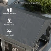 Outsunny Pavilion de Grădină cu Înălțime Reglabilă, 4 Uși și 4 Ferestre, 6x3 m, Gri Închis(m-4)