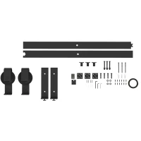 HOMCOM 4FT/122CM Kit de Ferragens para Porta Deslizante Dobrável para 2 Portas com Trilho para Celeiro Preto(m-11)