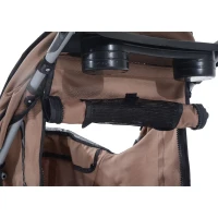 PawHut Hundebuggy Hundewagen bis 10 kg Klappbar Bodenkorb 2 Becherhalter verstellbares Vordach Kaffeebraun(m-15)
