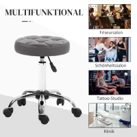 HOMCOM Hoker Salonowy, Regulowany, 360° Obrotowy, Skóra Ekologiczna, Ø35,5 x 48-63H cm, Szary(m-7)