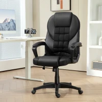 HOMCOM Faux Leather Office Chair - Black(m-10)