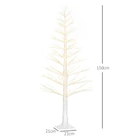 HOMCOM Kunstkerstboom met LED-verlichting, 180 cm hoge kerstboom, realistische bast, Wit(m-3)